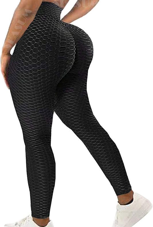 Women High Waisted Workout Yoga Pants Butt Lifting Scrunch Booty Leggings Tummy Control anti Cellulite Textured Tights